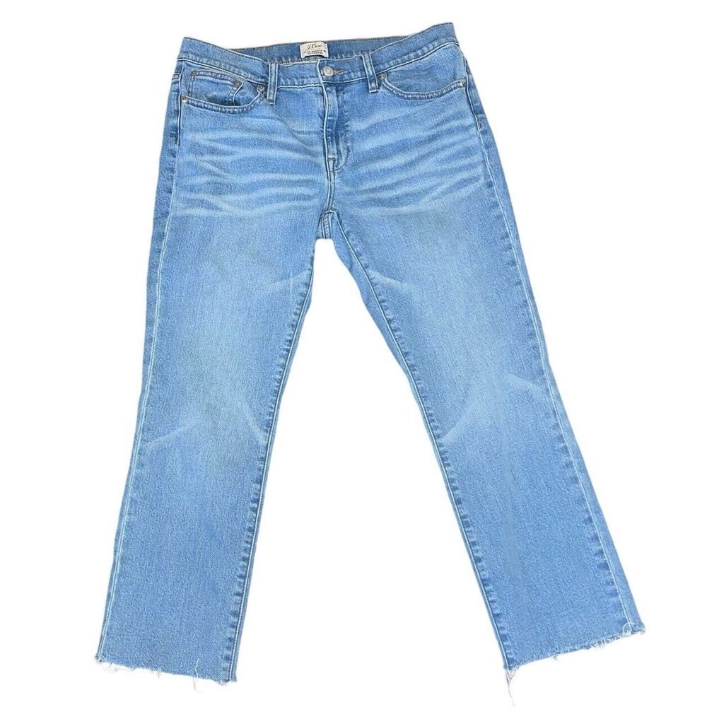 J. Crew Denim Slim Broken In Boyfriend Fit Crop Jeans Womens Size 28 Raw Hem Cut